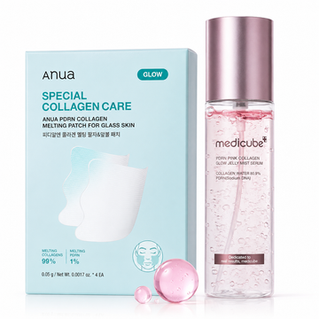 Anua PDRN Collagen Melting Patch + Medicube PDRN Pink Collagen Glow Jelly Mist Serum Set | Korean Skincare Duo for Hydration, Firmness & Glass Skin | Face & Neck Care