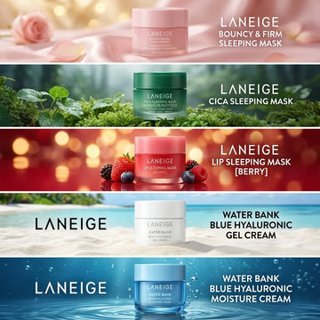 LANEIGE Mini Hydration & Sleeping Care Set – Blue Hyaluronic Complex, Soft-Refreshing Textures, 6-Piece
