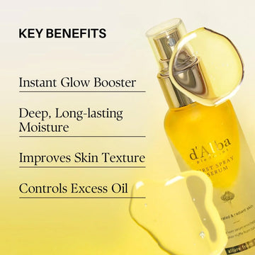 d'Alba First Spray Serum – White Truffle Complex Mist, Hydrating Glow Finish, 1.69 fl oz, 5-Count Bundle