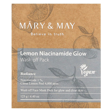 Mary & May Lemon Niacinamide Glow, Wash off Pack, 4.4 oz (125 g)