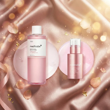 medicube PDRN Pink Collagen Serum + PDRN CICA Soothing Toner Set, Korean Skincare Duo with Salmon DNA, Exosome & Peptides for Uneven Skin Tone, Pore Care and Skin Texture