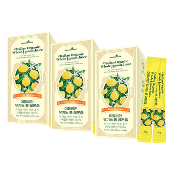 3 Boxes of Organic Lemon Juice NFC (Not From Concentrate) – 100% Pure Italian Lemon Juice, 14 Stick Packs, Freshly Squeezed, Refreshing Lemon Water (Copy)