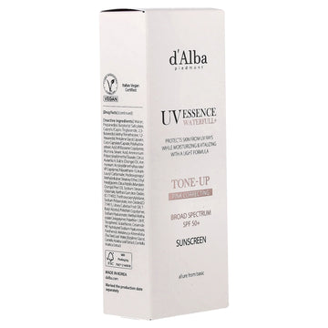 d'Alba UV Essence Waterfull+ Sunscreen, Tone-Up Pink Correcting, SPF 50+, 1.69 fl oz (50 ml)