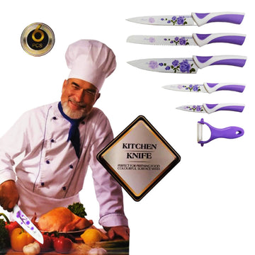 Kitchen Knife Set, Preparing Food 6-Piece Colorful Kitchen Knives Set