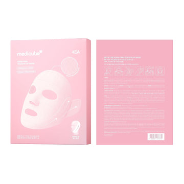 medicube PDRN Pink Tension Up Sheet Mask - 3-Step Contouring Mask | Full-Face Firming Care with Salmon PDRN, NAD & Caffeine - Korean Skincare, 34g x 4ea, Tightening Band