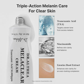 Dr.Althea Melaclear Cream | Refine Uneven Skin Tone with Niacinamide & Tranexamic Acid (TXA) | Face Moisturizer for Dark Spot & Hyperpigmentation Care | Korean Vegan Skincare, 0.70 Fl Oz