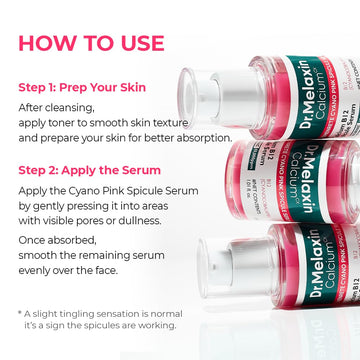 Dr.Melaxin Pink Spicule Cyano Niacinamide Serum – Vitamin B12 Pore Minimizer, Liquid Microneedle Facial Treatment for Enlarged Pores, Microneedling Skin Renewal & Texture Refining (30ml)