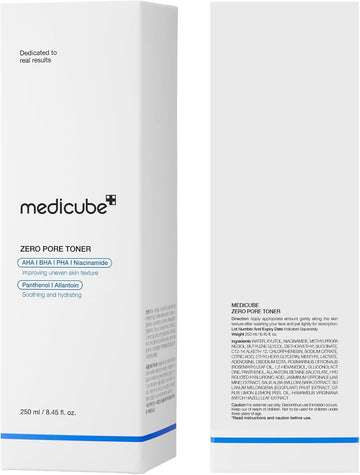 Medicube Zero Pore Toner I Exfoliating & Hydrating Blue Bottle Water Toner with AHA, BHA, PHA, Niacinamide, and Panthenol | Korean Skin Care for Pores, Texture, and Moisture Care (8.45 fl. oz.)