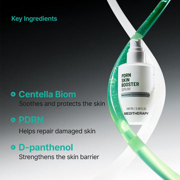 MEDITHERAPY Cica PDRN Booster Serum with Massage Cap, 3.38 fl oz (100 mL) – Centella PDRN & D-Panthenol, Milky Facial Serum for Sensitive Skin, K-Beauty