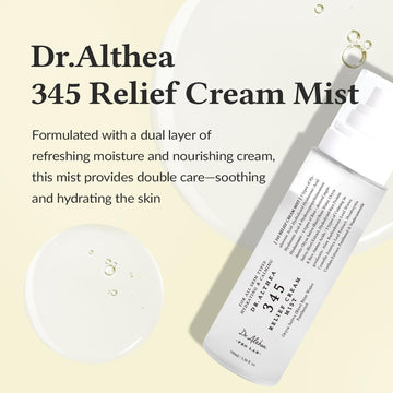 Dr.Althea 345 Relief Cream Mist | Hydrating Facial Mist with Rice Extract | Soothing Care for Sensitive Skin | Vegan Korean Skincare, 60 mL