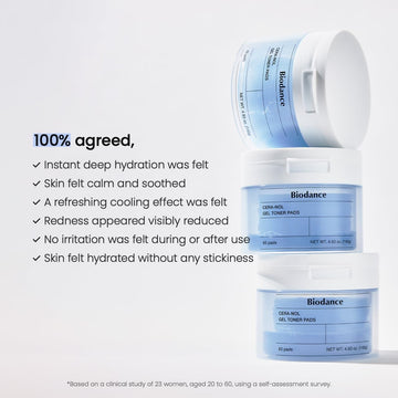 Biodance Cera-NOL Gel Toner Pads, Deep Hydrating & Soothing Toner Pads for Sensitive Skin, Redness Reducing, Mositurizing, Pre-Soaked Pads, Korean Skin Careㅣ4.93 fl.oz.(140g)*60Pads