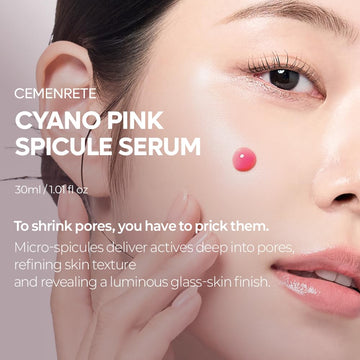 Dr.Melaxin Pink Spicule Cyano Niacinamide Serum – Vitamin B12 Pore Minimizer, Liquid Microneedle Facial Treatment for Enlarged Pores, Microneedling Skin Renewal & Texture Refining (30ml)