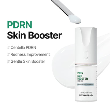 MEDITHERAPY Cica PDRN Booster Serum with Massage Cap, 3.38 fl oz (100 mL) – Centella PDRN & D-Panthenol, Milky Facial Serum for Sensitive Skin, K-Beauty