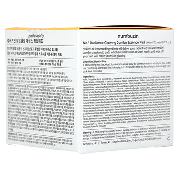 Numbuzin No.3 Radiance Glowing Jumbo Essence Pad (70 pads)