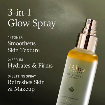 d'Alba First Spray Serum – White Truffle Complex Mist, Hydrating Glow Finish, 1.69 fl oz, 5-Count Bundle