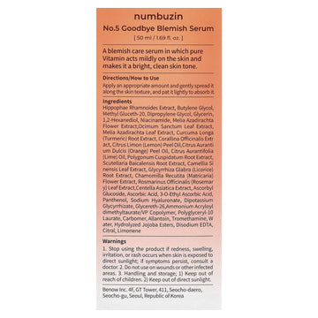 Numbuzin No.5 Goodbye Blemish Serum 50ml/ 1.69 fl. oz.