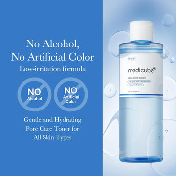 Medicube Zero Pore Toner I Exfoliating & Hydrating Blue Bottle Water Toner with AHA, BHA, PHA, Niacinamide, and Panthenol | Korean Skin Care for Pores, Texture, and Moisture Care (8.45 fl. oz.)