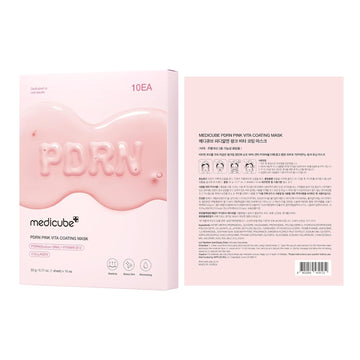 Medicube Salmon DNA PDRN Pink Vita Coating Sheet Mask 10EA - Korean sheet mask for glass skin - Luxurious Home care Mask for Hydration, Firming, and Balanced Skin, Korean Skin Care (22g/0.77oz x 10ea)