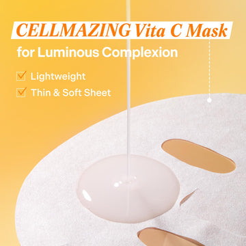 Torriden CELLMAZING Vita C Facial Mask (10 Sheets) | Radiance & Glow Boosting Korean Sheet Mask | Improving Overall Skin Tone | 5D Vitamin C + Niacinamide | Korean Face Mask
