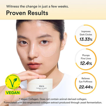 Abib Vegan Collagen Eye Patches for Wrinkles & Fine Line with Jericho Rose Jelly & Peptides, 60 Count, Korean Skin Care