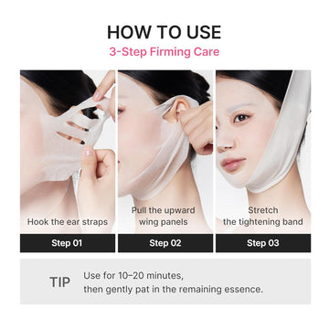 medicube PDRN Pink Tension Up Sheet Mask - 3-Step Contouring Mask | Full-Face Firming Care with Salmon PDRN, NAD & Caffeine - Korean Skincare, 34g x 4ea, Tightening Band