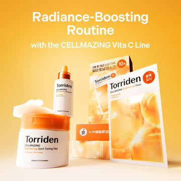 Torriden CELLMAZING Vita C Facial Mask (10 Sheets) | Radiance & Glow Boosting Korean Sheet Mask | Improving Overall Skin Tone | 5D Vitamin C + Niacinamide | Korean Face Mask