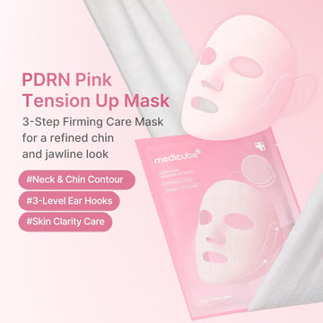 medicube PDRN Pink Tension Up Sheet Mask - 3-Step Contouring Mask | Full-Face Firming Care with Salmon PDRN, NAD & Caffeine - Korean Skincare, 34g x 4ea, Tightening Band