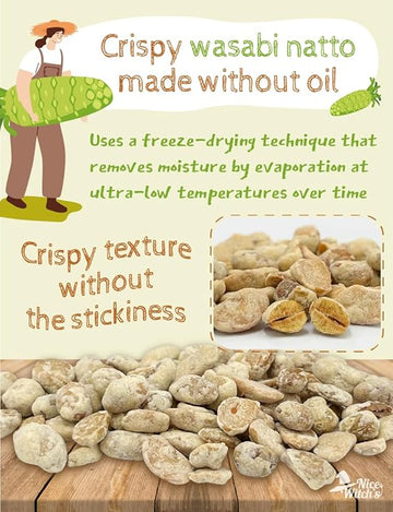 [160g / 5.64oz] Freeze Dried Natto Beans Snack Wasabi Flavor 20g ( 8 Packs), Fermented Soybean Snack 와사비맛 낫또 과자