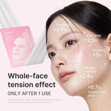 medicube PDRN Pink Tension Up Sheet Mask - 3-Step Contouring Mask | Full-Face Firming Care with Salmon PDRN, NAD & Caffeine - Korean Skincare, 34g x 4ea, Tightening Band