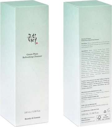 Beauty of Joseon Green Plum Refreshing Cleanser Gel Type Deep Pore Cleansing, Acne Face Wash, Blackhead Remover for All Skin Types, Korean Skincare 100ml, 3.38 fl.oz