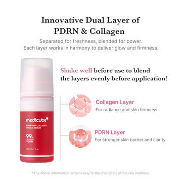 medicube PDRN Pink Collagen Bubble Serum | Bubble-to-Glow Firming Serum with 99% Purity PDRN & Low-Molecular Collagen | Lightweight, Fast-Absorbing Bubble Texture for Radiant, Plump Skin | 3.21 fl.oz