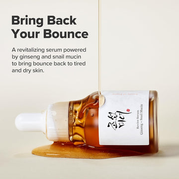 Beauty of Joseon Revive Snail Mucin Ginseng Serum Hydrating Peptide Facial Moisturizer Dark Spot Acne Scar Remover for Sensitive Face. Korean Skin Care for Men and Women (2 Fl.Oz.)