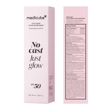 medicube No Cast Just Glow Collagen Sunscreen | SPF 50 Broad Spectrum Face Sunscreen | Lightweight, Non-Sticky, Hydrating Formula | Peptide, Cica for Soothing & Glow | Korean Skincare