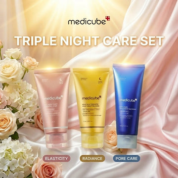 Medicube Triple Night Care Set – Elasticity, Radiance & Pore Care Masks, Nighttime Skincare, 3 Items