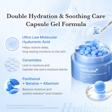 medicube Capsule Cream with Hyaluronic Acid | 120H Lasting Hydration, Barrier Care, Calming Daily Facial Moisturizer For All Skin Types | Panthenol & Ceramides | Korean Skincare, 1.94 oz