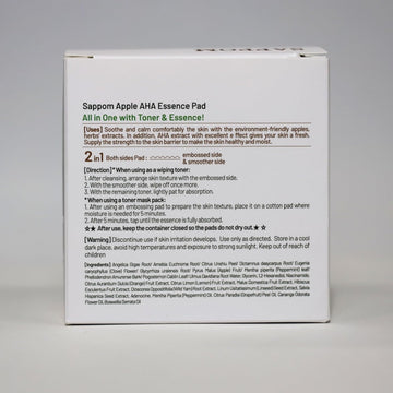 Apple AHA Essence Pad, Green Apple, with AHA, Toner pad, Soothing and Peeling, 60 vegan sheets-for sensitive skin, Hydrating care
