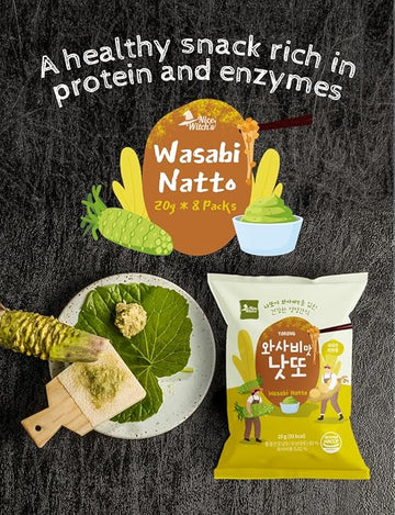 [160g / 5.64oz] Freeze Dried Natto Beans Snack Wasabi Flavor 20g ( 8 Packs), Fermented Soybean Snack 와사비맛 낫또 과자