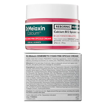 Dr.Melaxin Cemenrete Cyano Pink Spicule Cream with Calcium, Vitamin B12 for under eyes skin, Dark Circles, Fine Lines, Puffiness&Eye Bags Cream, 1.69 fl. oz.