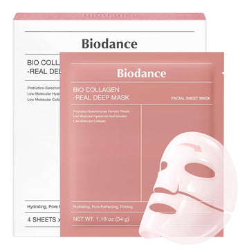 Biodance Bio-Collagen Real Deep Mask, Hydrating Overnight Hydrogel Facial Sheet Mask, 1.19 oz (34g) x 4 Sheets