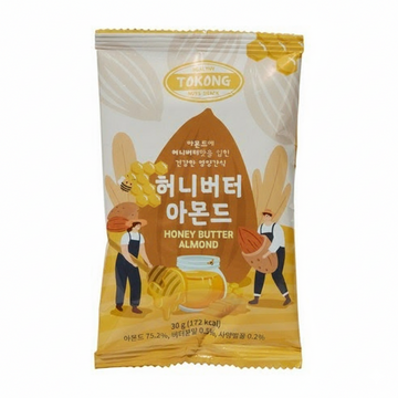 [TOKONG] Honey Butter Almond 30g( 8 Packs )/ Premium Seasoned Nuts – Sweet & Healthy Flavor- 허니버터 아몬드 세트