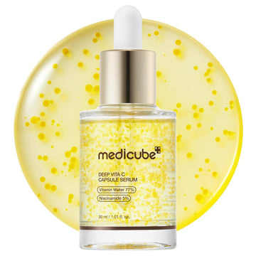 Medicube Deep Vitamin C Capsule Serum | Hydrating Facial Serum for Dull & Uneven Looking Skin | Liposome Vitamin Capsules for Radiant & Smooth Skin Texture | Korean Skincare, 1.01 fl oz