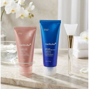 Medicube Face Mask Duo Set – Collagen & Clay Complexes, Hydrating and Smoothing Care, 2 Masks +JELLY BRUSH