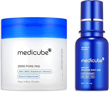 Medicube Zero Pore Care Set – Daily Toner Pads 2.0 + Exosome Shot 2,000 PPM Spicule Facial Serum