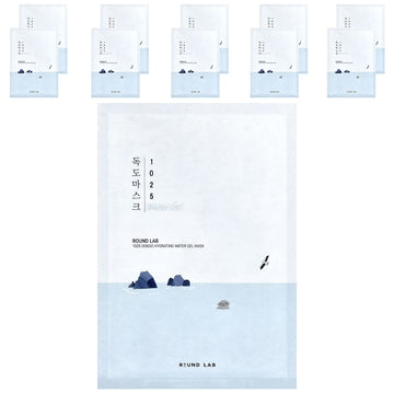 Round Lab 1025 Dokdo Hydrating Water Gel Beauty Mask, 10 Sheets, 1.01 fl oz (30 ml) Each