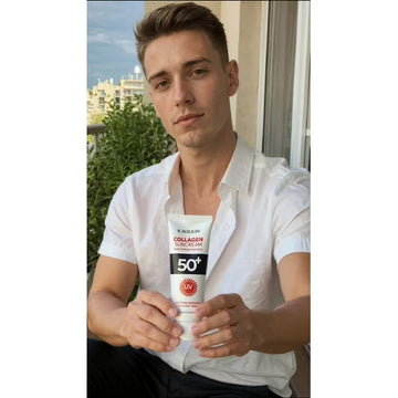 The image shows K. Solegio Collagen Sun Cream SPF 50+/PA+++.