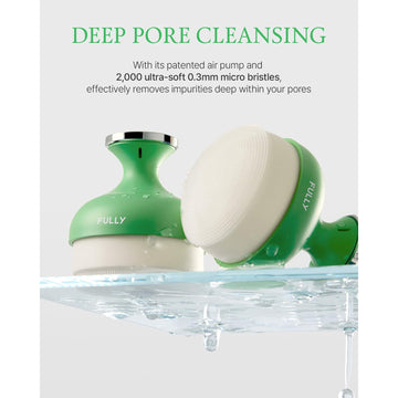 FULLY Pore Cleansing Silicon Brush, Effective Pore Cleaner, Over 2000 Fine Bristle, Unclog Pores, Blackhead Brush, Sebum Remover Tool, Gentle Exfoliator, Pairs with Green Tomato Clay Mask Cleanser