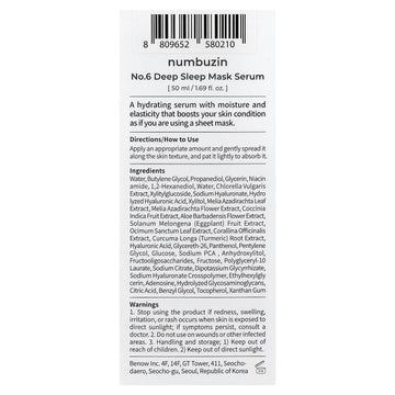 Numbuzin No.6 Deep Sleep Beauty Mask Serum, 1.69 fl oz (50 ml)