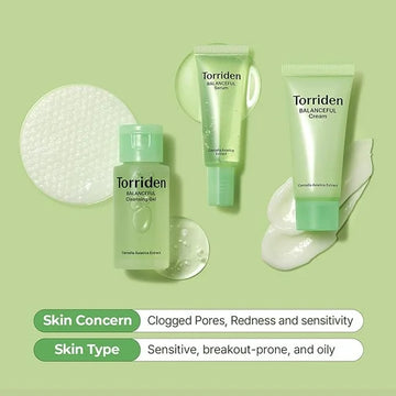 Torriden BALANCEFUL Cica Trial Kit – 5D Cica Infused Daily Skincare Set, Hydrating & Soothing 4-Step Regimen, Travel Size