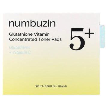 Numbuzin No.5 Glutathione Vitamin Concentrated Toner Pads, 70 Pads, 6.08 fl oz (180 ml)