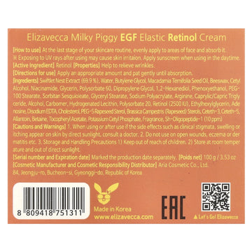 Elizavecca - Milky Piggy EGF Elastic Retinol Cream (100ml)